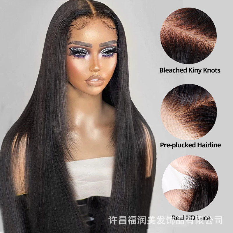 Cross-Border Wig 5X5 Real Human Hair Hd Lace Straight Wig Human Hair Lace Wig