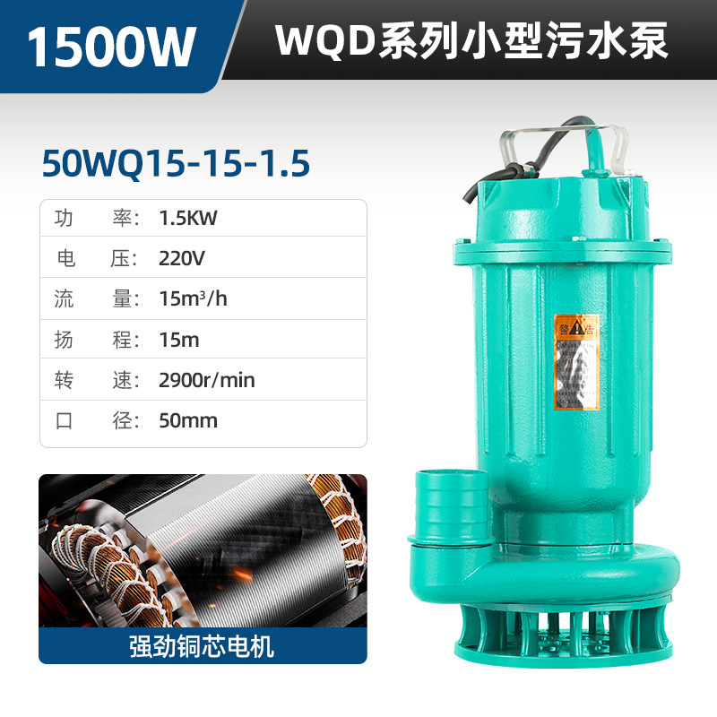 Bomba sumergible 220V bomba de bombeo doméstica de alta elevación gran flujo pequeña bomba de drenaje de lodo de drenaje de estiércol de riego agrícola