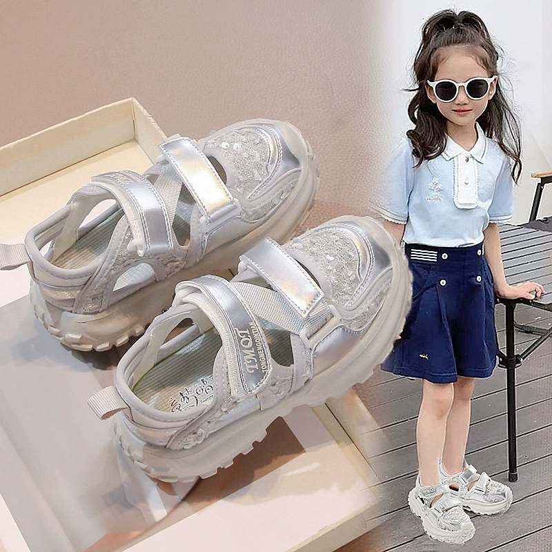 Сандалии для девочек лето 2025 новый стиль детские спортивные сандалии Баотоу Весна и осень детская обувь для девочек пляжная обувь