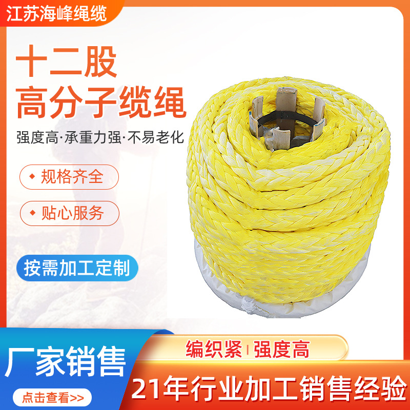 十二股缆绳船用高分子聚乙烯缆绳 拖缆牵引绳深海系泊绳浮水绳缆