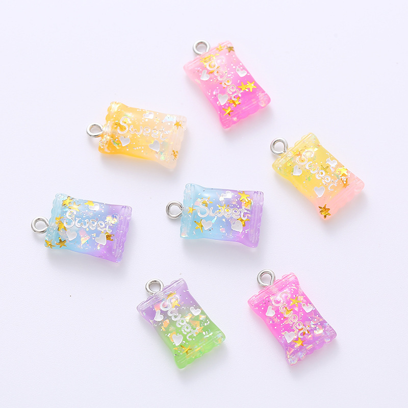 Resin glitter gradient sweet candy key chain mobile phone case pendant diy hair accessories rubber band handmade material accessories