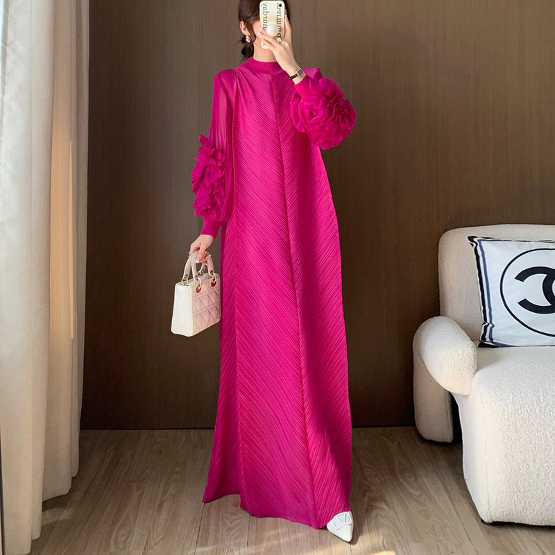 Fashionable Pleated Dress for Women, High-End, Loose, Slim, Extra Long, Large Size Long Skirt, Dress, Dress