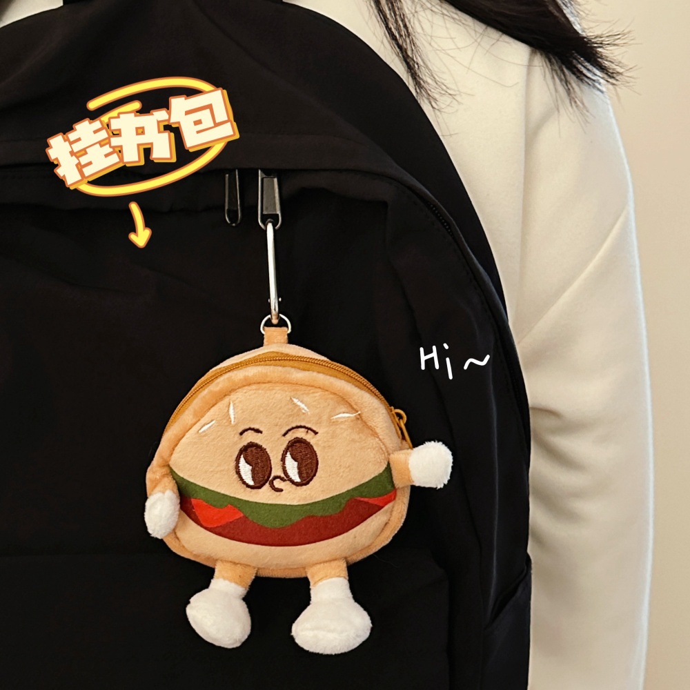 Muñecas creativas lindas hamburguesas bolsas de cambio colgantes muñecas auriculares joyas bolsas mochila pequeña joyas colgantes