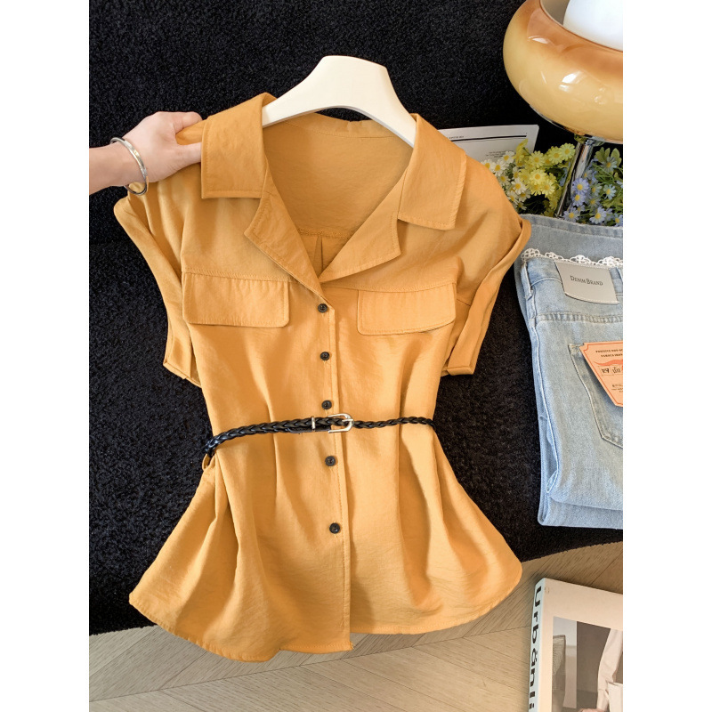 Designer-Style Flutter Sleeve Shirt for Women, 2026 New Summer Model, Light Luxury, High-End, Unique Top