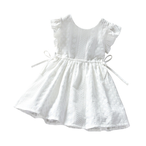 Baby princess skirt fashionable white skirt summer 2024 new children's solid color sleeveless vest skirt girls' dress