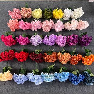 Five-Headed Hydrangea Artificial Flower Bouquet Wedding Wedding Hotel Decoration Flower Material Home Decoration Flower Row Flower