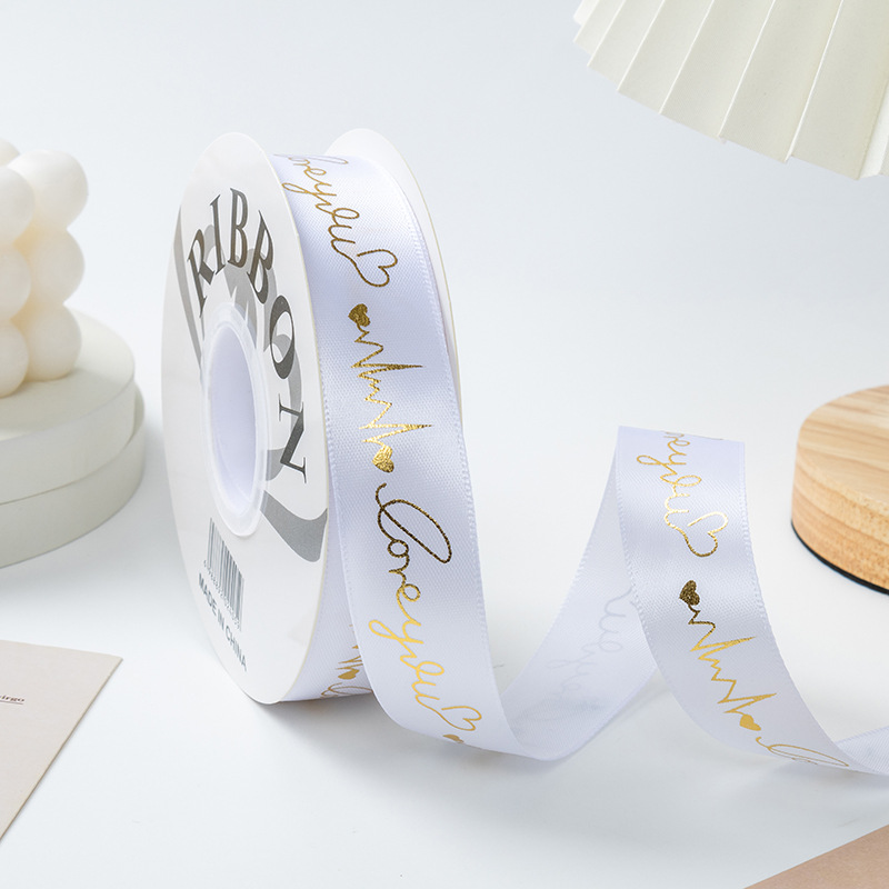 Cintas de seda estampadas cardíacas de cinta floral embalaje de cinta colorida Heartbeat Love Cake Tie 2.5cm Cinturón de regalo