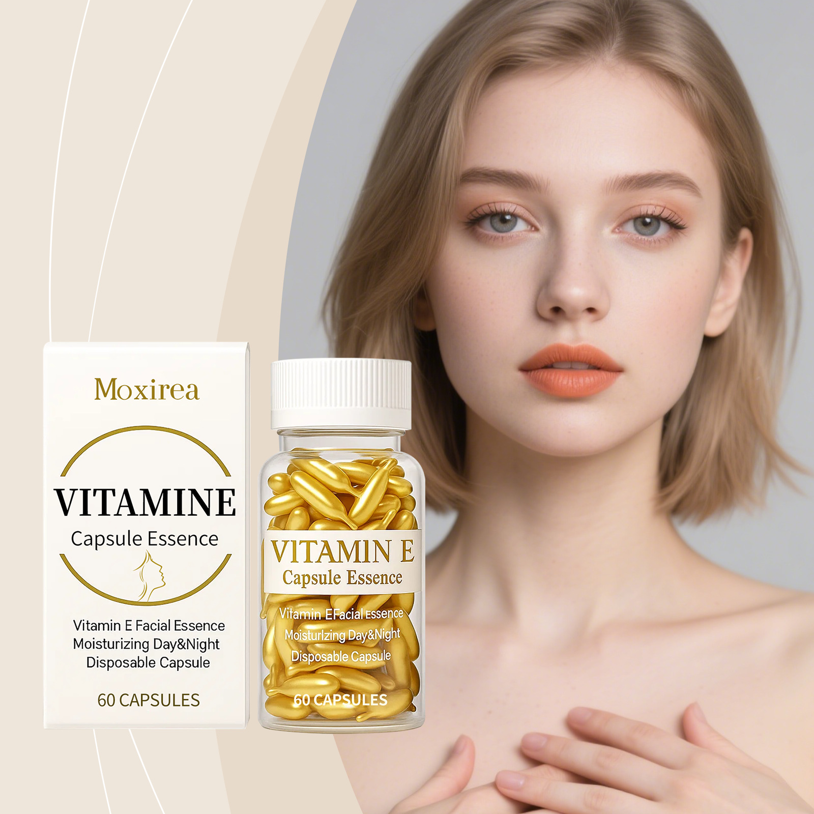 Moxirea Vitamin E Essence Light Skin Moisturizing and Hydrating 60 Capsules Facial Care Products