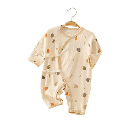 Newborn crawling suit, half-back suit, baby waffle suit, spring, autumn and summer long-sleeved jumpsuit