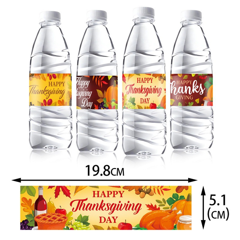Nuevas pegatinas de acción de gracias transfronterizas happy thanksgiving pegatinas pegatinas de botella de agua de fiesta de otoño