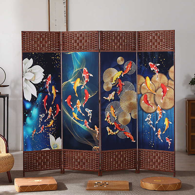 中国風のシンプルなスクリーンパーティション壁屏風リビングルーム寝室ブロッキングシンプルモダンな折りたたみモバイル布バリアホーム