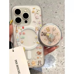 卡通旋转动物带磁吸适用苹果16promax手机壳15plus14软13/11/12女