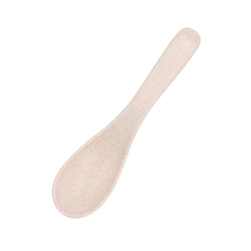 Japanese-style wheat straw round spoon set for home use, children's eating small spoons, ladles, tablespoons, tableware gift, with logo printed