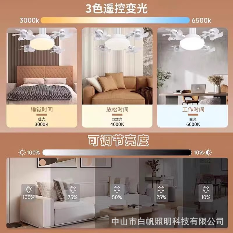Transfronterizo LED creativo E27 UAV ventilador lámpara dormitorio silencioso fuerte viento atenuación integrado ventilador de techo lámpara de chandelier image 3