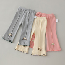 婴幼儿童秋季弹力长裤2025年新款洋气韩版阔腿裤女宝宝微喇叭裤