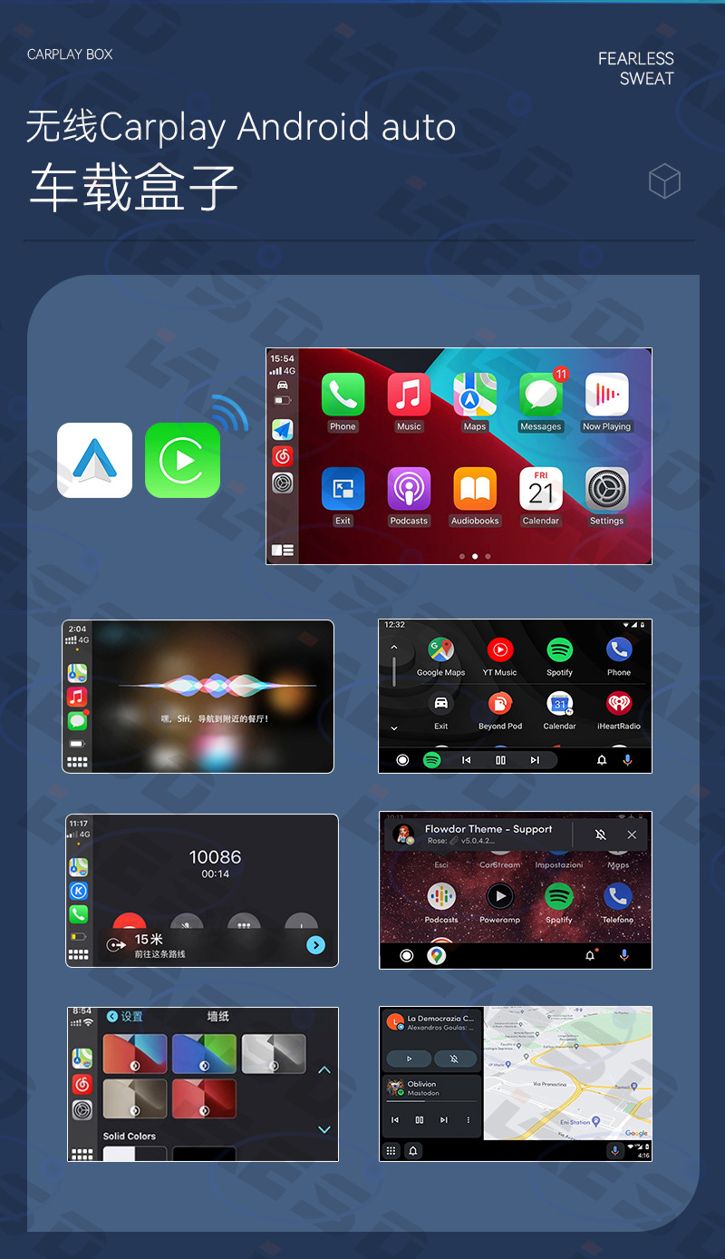 2026 New Upgraded Carplay Wireless Box with Breathing Colorful Lights Smart Android Autocarplay Box
