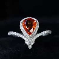 Трансграничное взрывное новое каплевидное кольцо 0.75ct18k Золото с бриллиантовым апельсиновым сапфировым кольцом