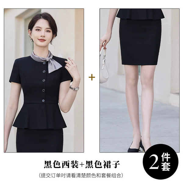 Classic suit jacket, black skirt