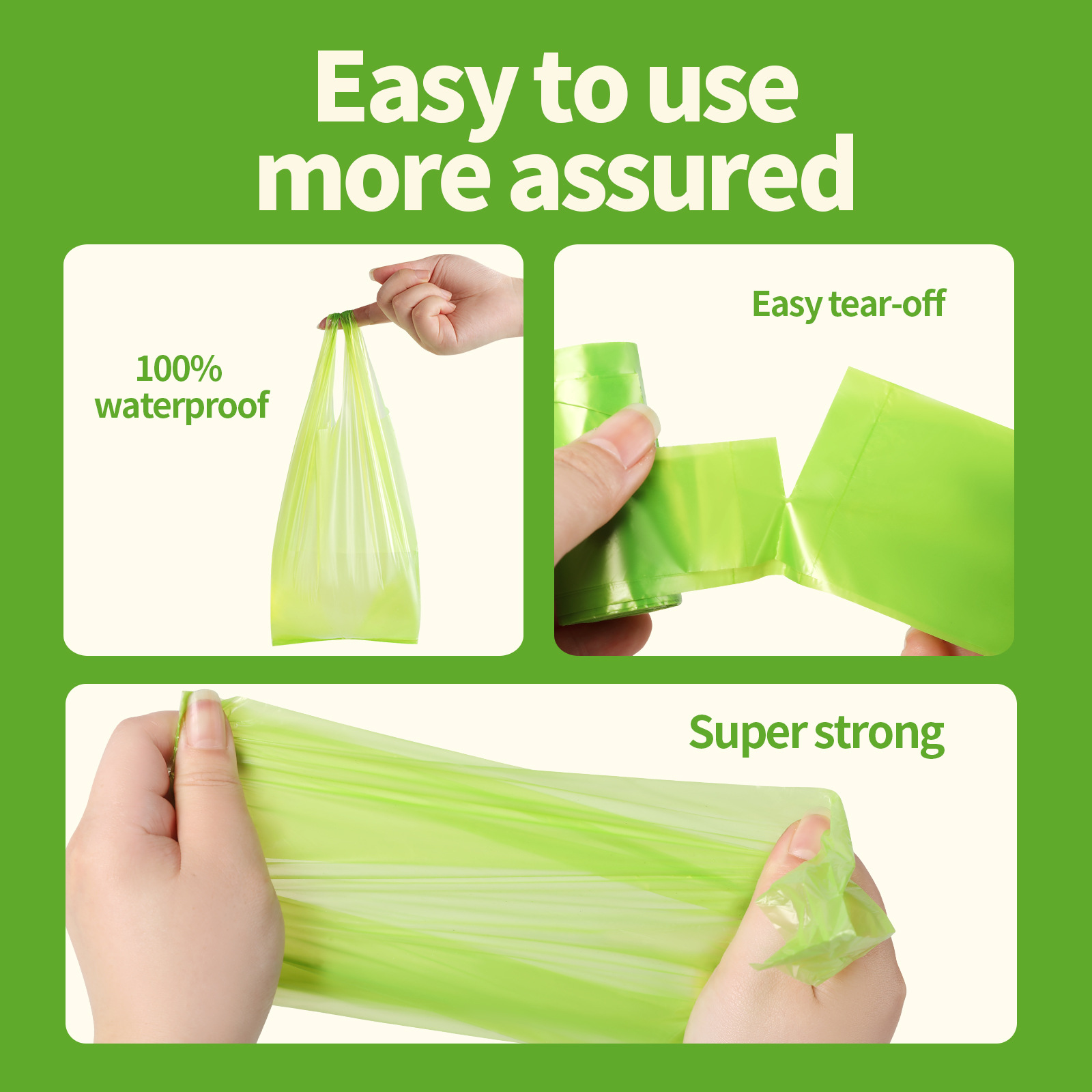 Bolso de mano engrosado de 1,5 seda, bolsa de chaleco de rollo degradable, bolsa de recogida, bolsa de basura para mascotas, bolsa de mierda para perros