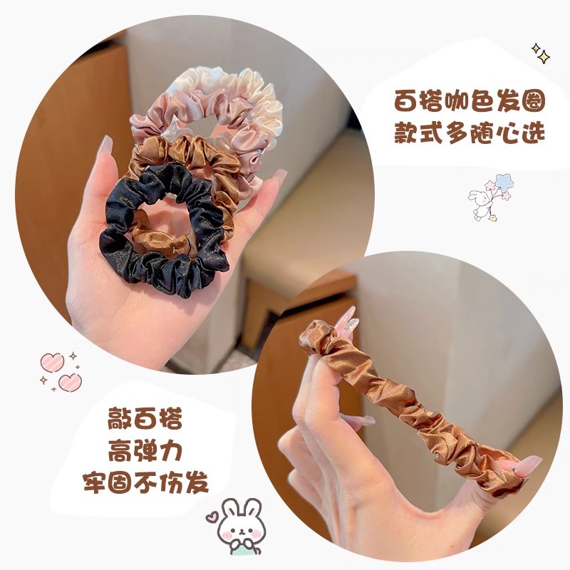 Color Meilade de alta elasticidad y duradera anillo de pelo de intestino delgado 2024 nuevo estilo de niña simple atar el cabello elástico cuerda de pelo