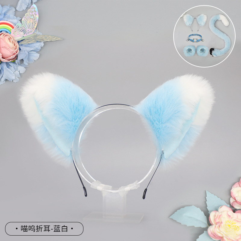 De una sola pieza hecha a mano de peluche Lolita diadema de oreja de gato KC accesorios para el cabello bestia oído tocado Fox oreja horquilla