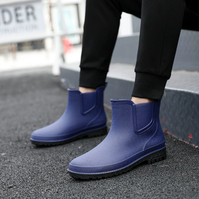 Нескользящие резиновые сапоги Челси, мужская непромокаемая обувь, короткие резиновые сапоги, износостойкая теплая резиновая обувь до середины икры, бахилы для мойки автомобилей