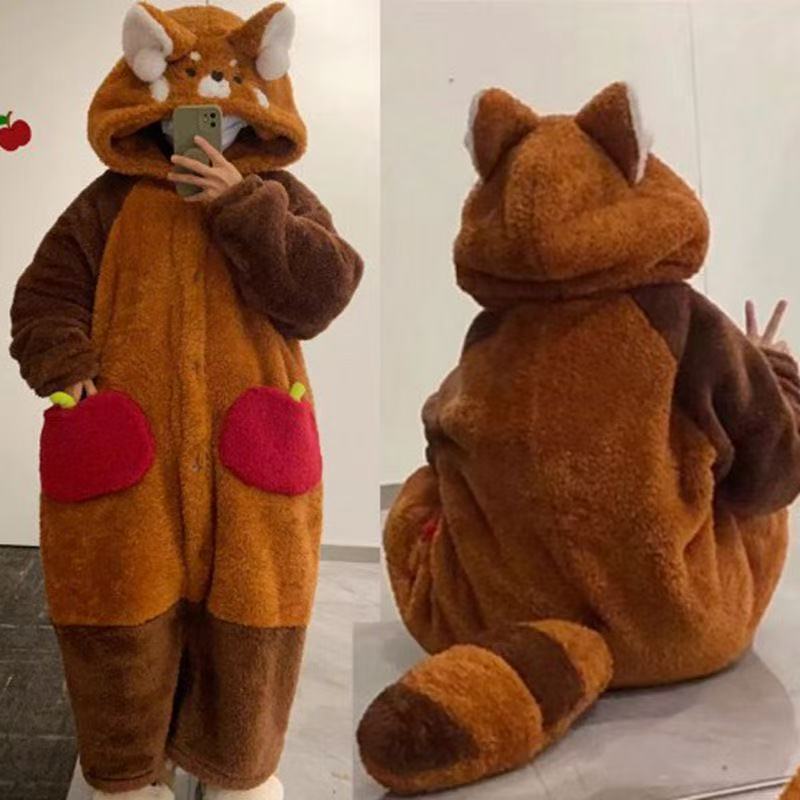 リトルアライグマスーツ漫画動物ワンピースパジャマプラスベルベット厚みのあるカップルかわいいホーム服は屋外で着用できます混合バッチ|undefined