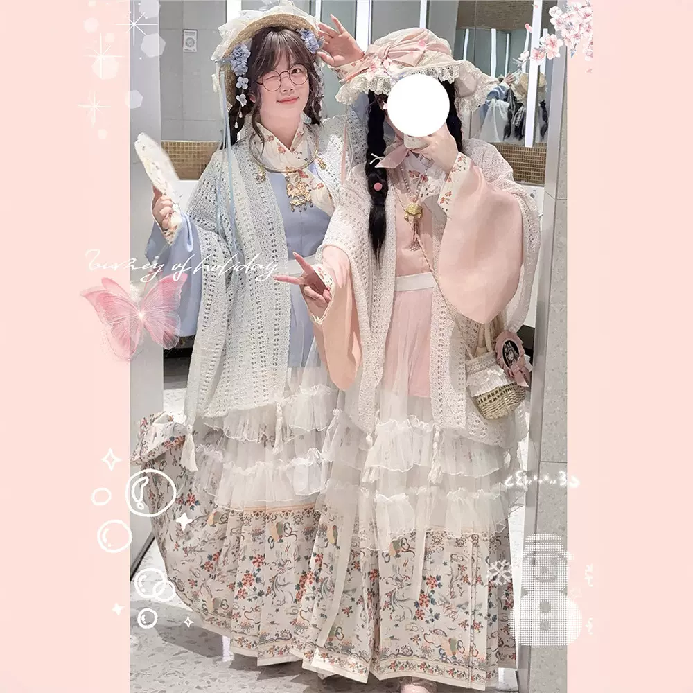 新款原创汉洋折衷明制交领汉服女日常马面裙洛丽塔罩裙套装