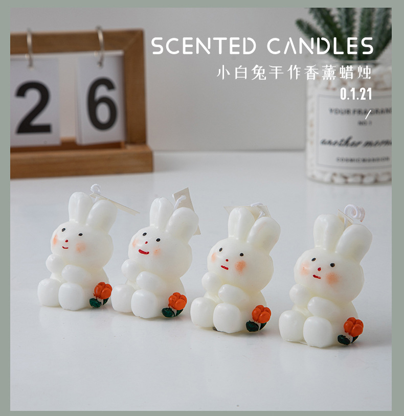 兔子香薰蜡烛伴手礼ins创意家居摆饰套装拍摄道具跨境蜡烛结婚礼详情1