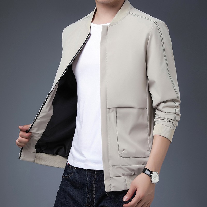 Primavera y otoño chaqueta de hombre, nuevo estilo coreano de tendencia delgada, cuello de béisbol, guapo, chaqueta casual de hombre.