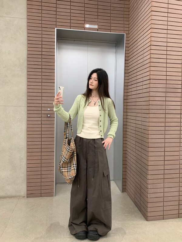 短款针织开衫女秋冬季穿搭2025新款绿色上衣长袖韩系chic毛衣外套|undefined
