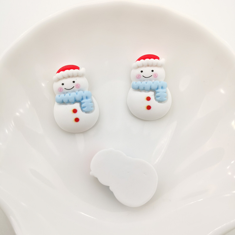 Navidad serie muñeco de nieve dibujos animados resina accesorios diy material horquilla cabeza cuerda agua parche caja del teléfono decoración