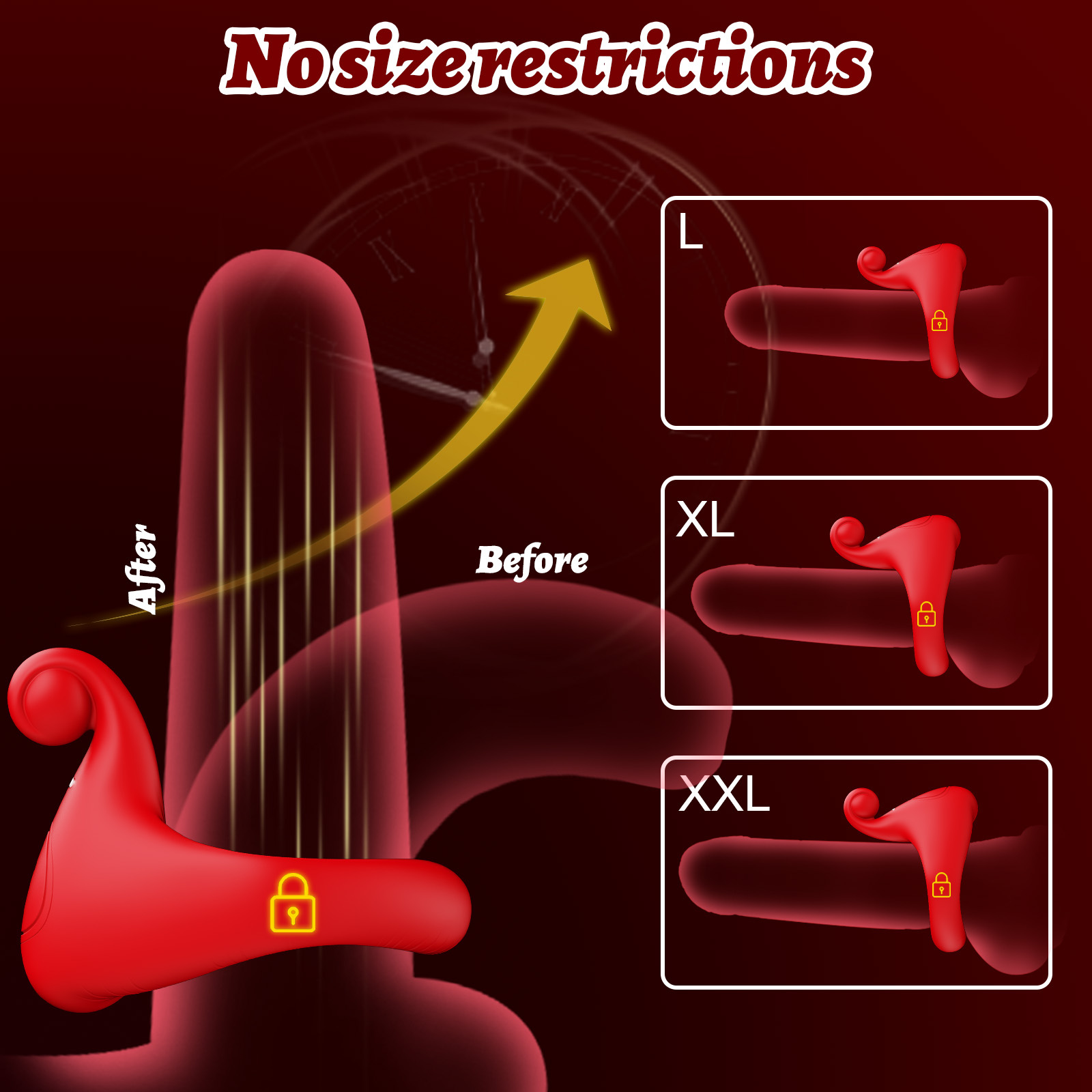 Rød mund design cockring med app styring og delay vibrator_voghion.com