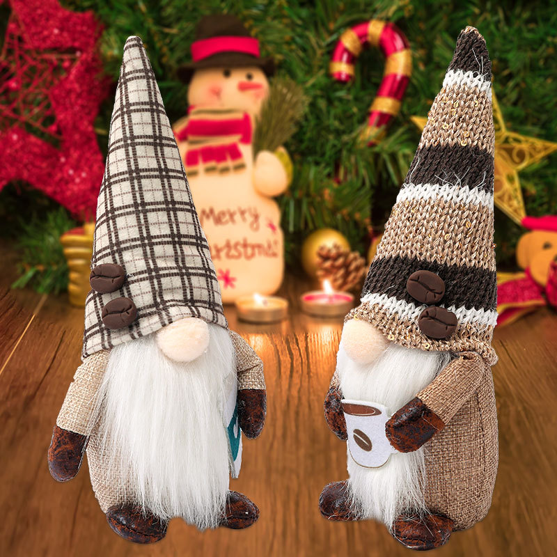 Qiaoding Christmas decoration standing plaid knitted hat faceless…