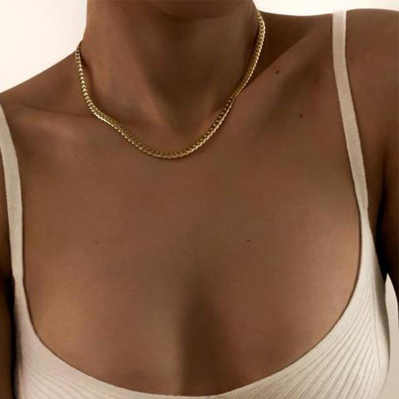 13g Weight Zinc Alloy Pendant Material Punk Simple Style Solid Color Titanium Steel Plating Necklace