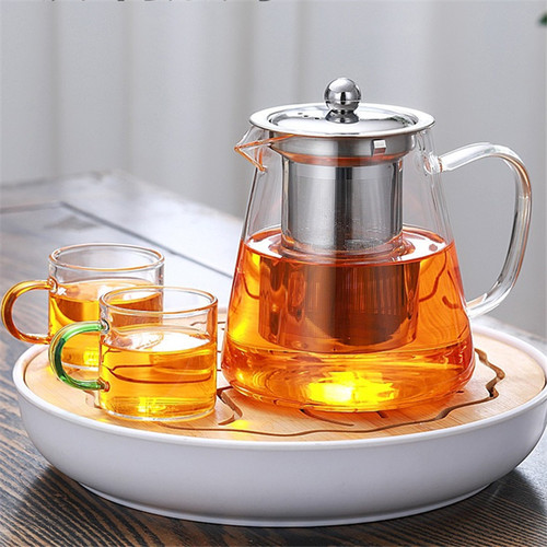 Factory glass teapot, flower tea pot, stainless steel filter teapot, glass brewing teapot, brewing glass pot