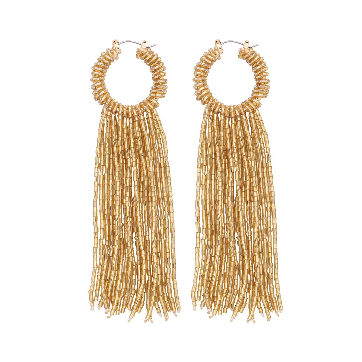 Resin Material 1 Pair Fashion Tassel Beaded Resin Drop Earrings