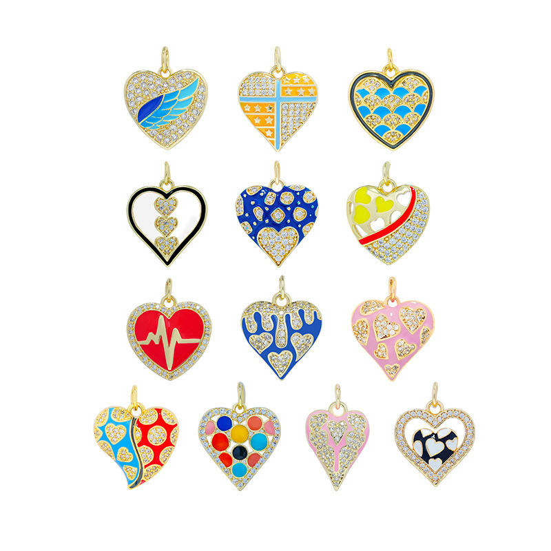 5g Weight Pendant Jewelry Making Type 17*18.8mm Jewelry Making Size Zircon Inlay Material DIY Jewelry Accessories Classification 1 Piece Quantity Copper Material Heart Shape Pattern Plating Design Simple Style Style 1 Piece 17*18.8mm Copper Zircon Heart Shape Pendant 无