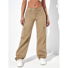F 10014 High waist cargo straight pants ������װֱͲ����