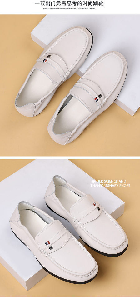 Giày lười nam da bò lớp đầu mềm mại, đế bằng, mũi tròn, phong cách thư giãn — Màu trắng, màu đen chi tiết 18