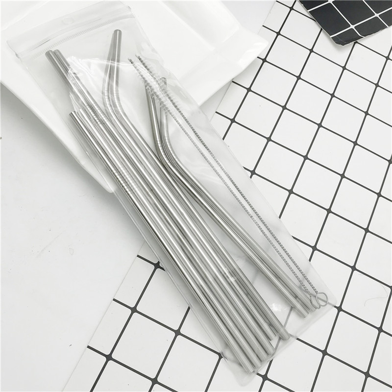 Titanio plateado color metal paja leche té bebida paja acero inoxidable 304 paja Acero inoxidable traje de paja