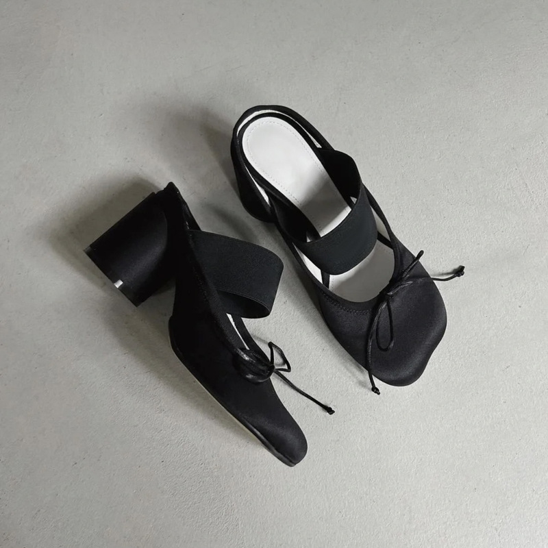 French Satin Bow Shallow Mouth Mary Jane Shoes Women's 2025 Spring and Summer New Retro Casual Thick Heel Ballet Shoes French Satin Bow Shallow Mouth Mary Jane Shoes Women's 2025 Spring and Summer New Retro Casual Thick Heel Ballet Shoes