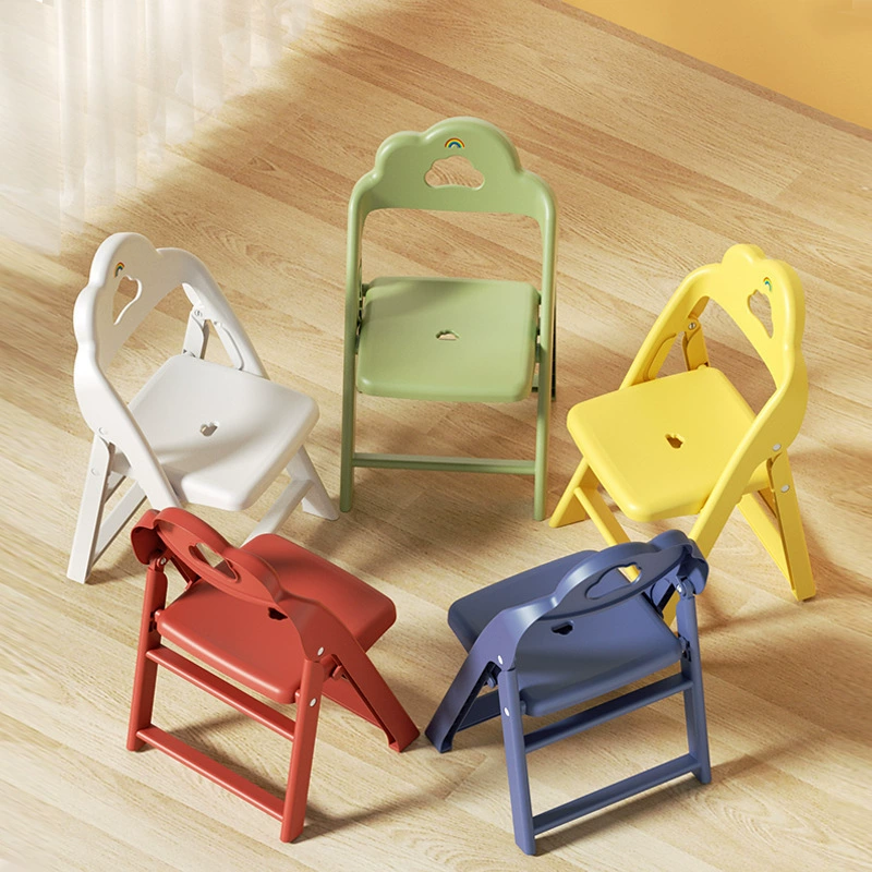 Детский маленький стул для детского сада, складной стул для малышей с мультяшной спинкой, пластиковый складной стул, портативный маленький утолщенный стул