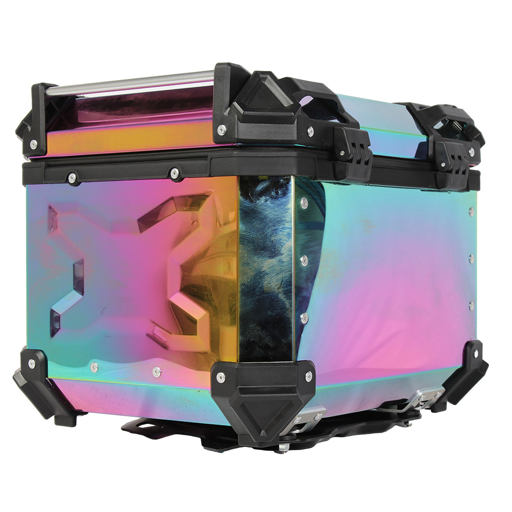 Fabricante de inventario claro Caja trasera de titanio 45L / 65L / 80L galvanizado espejo de motocicleta Caja trasera de aleación de aluminio