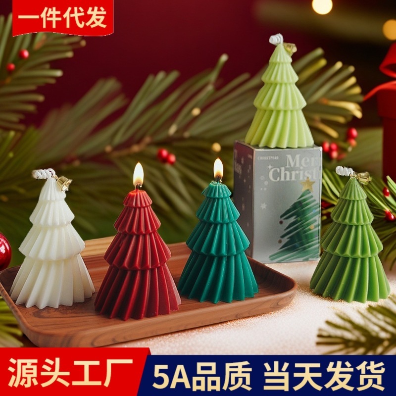 クリスマスツリーキャンドルソイワックスフレグランスお土産ニッチギフトキャンドル手作りクリスマスアロマキャンドル|undefined