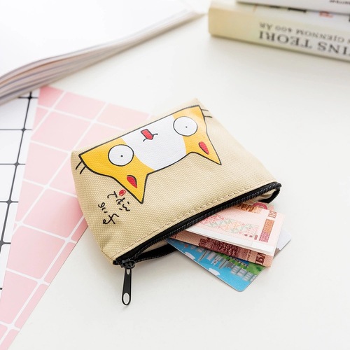 Korean Version Cute Emoji Cat Style Coin Purse, Street Vendor Supply Creative Handheld Coin Keychain Organizer Bag Wholesale