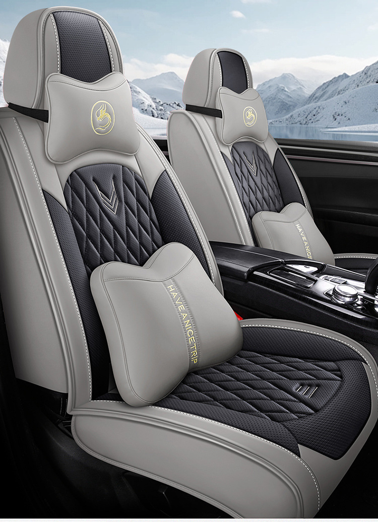Car Seat Cushion, Waist Support, Wing Protection, Five-Seater Four-Season Cushion, All-Inclusive Seat Cover, Seat Cushion, Nappa Leather, Amazon Europe and America Cross-Border