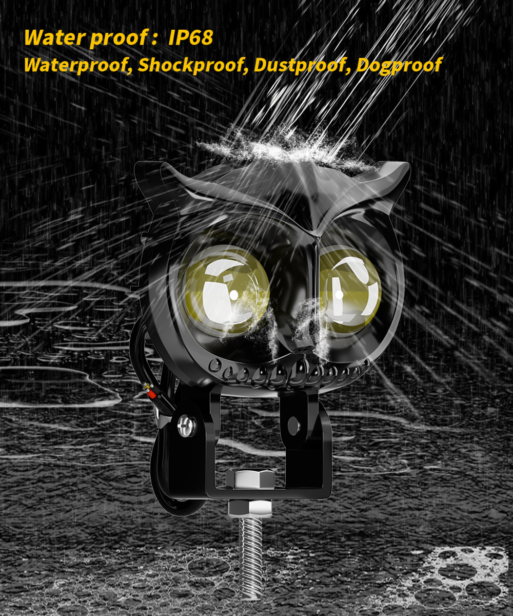 New wide-voltage motorcycle headlight, dual-color high and low beam LED spotlight for motorbikes and electric vehicles