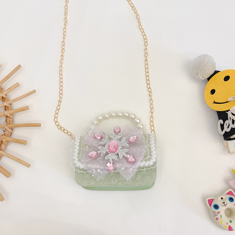 Moda princesa bolso estilo coreano arco cadena mensajero bolsa niña MINI BOLSA cuadrada accesorios de viaje