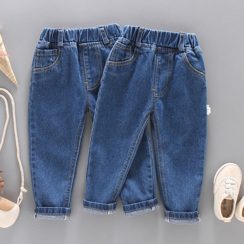 Boy's Plain Color Denim Jeans  Spring and Autumn New Children's Versatile Casual Pants Baby Trend Brand Children's Pants Foreign Trade